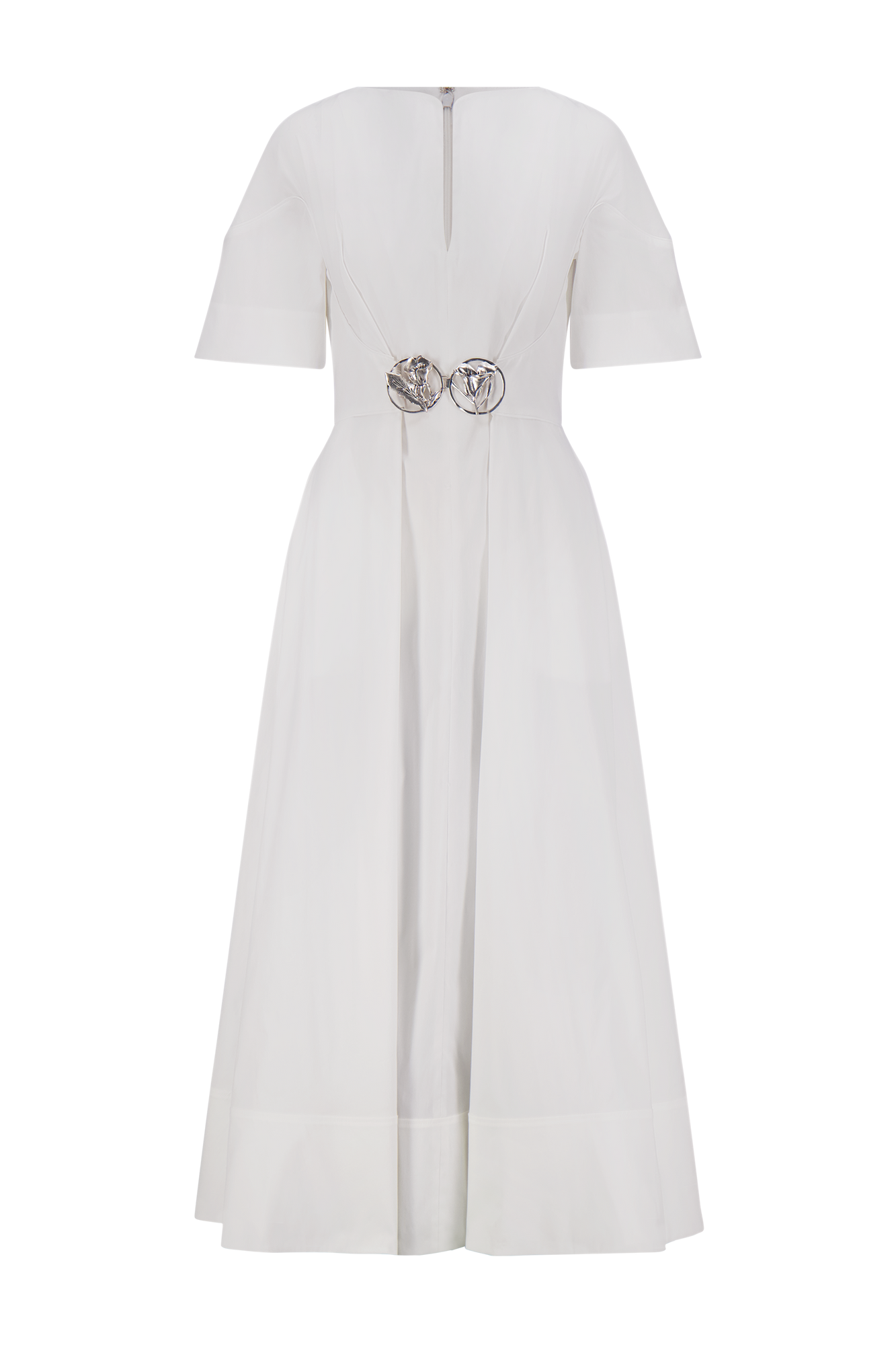 Cotton Poplin Buckle Shirtdress | White