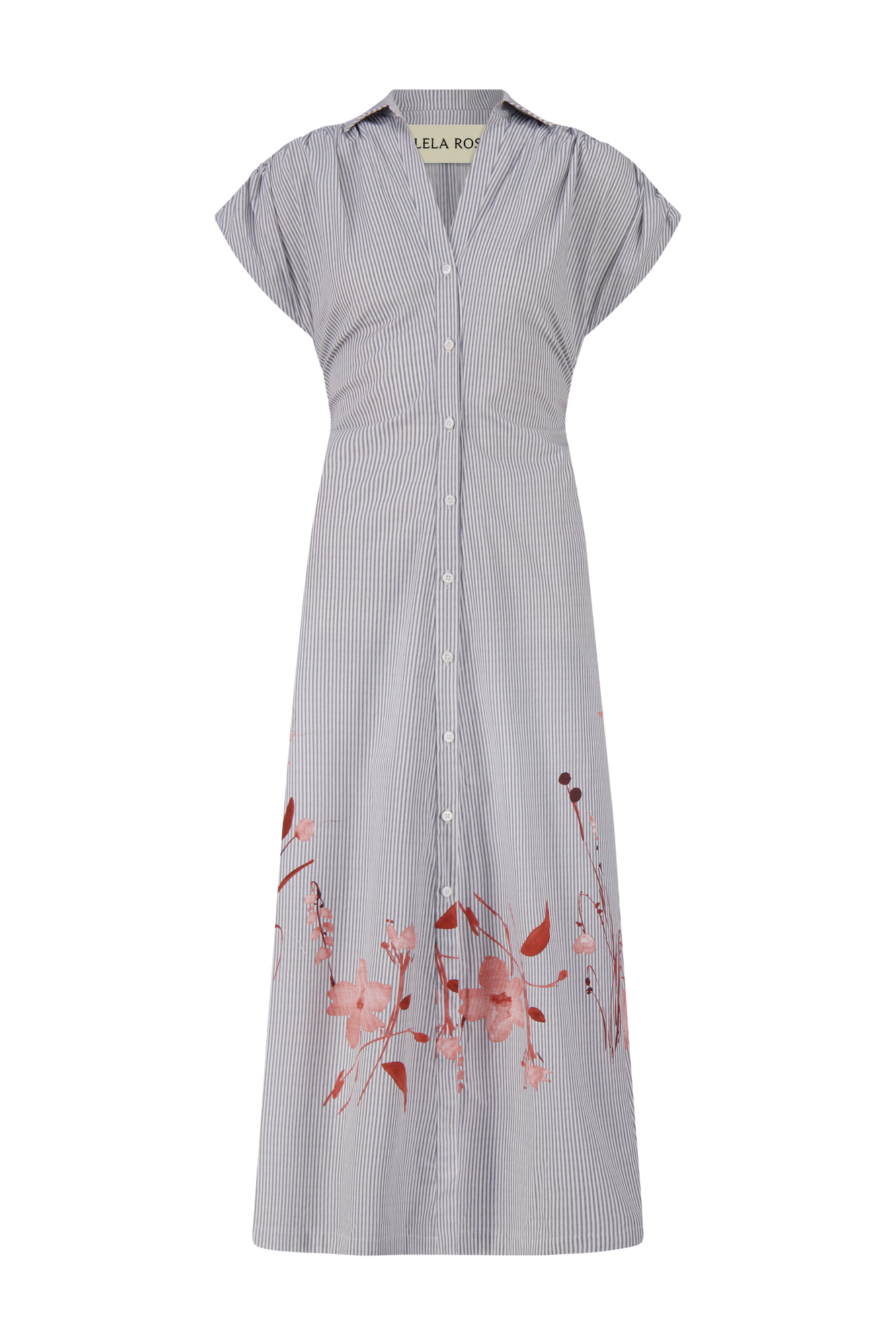 Floral Striped Cotton Tie Waist Dress | Blush Multi