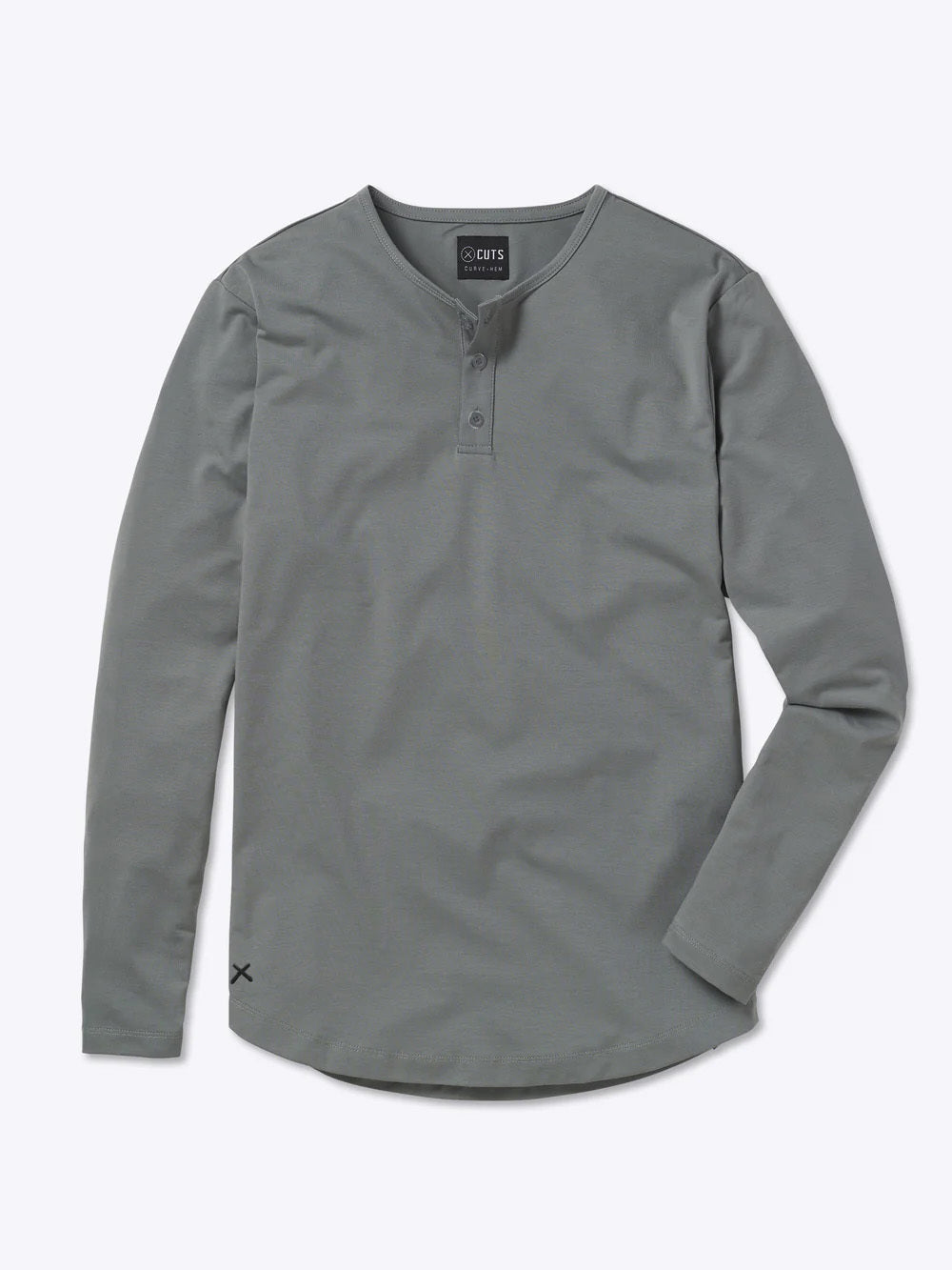 Mens | AO Long Sleeve Henley Curve-Hem | Signature-Fit PYCA Pro | Sage