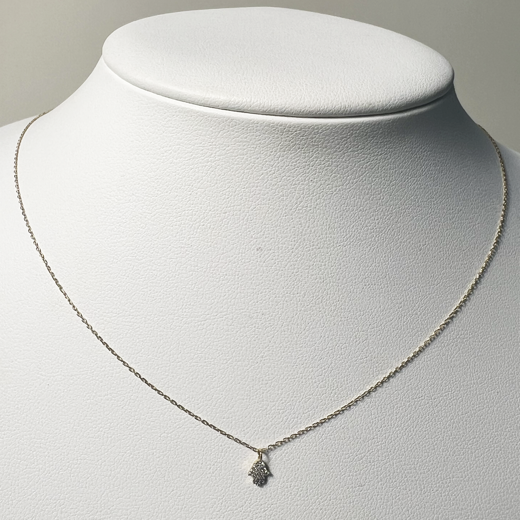 Hamsa Necklace | 14K Yellow Gold | White Diamond