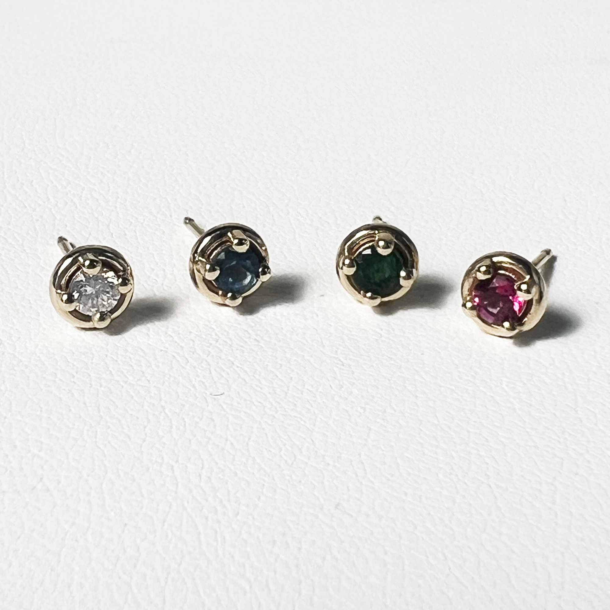 Round Bon Bon Gemstone Stud | 10K Yellow Gold | Blue Topaz