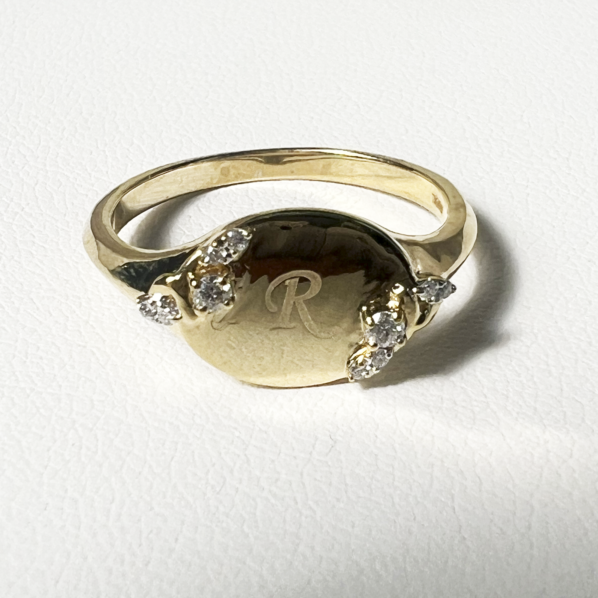 Pave Garden Signet Ring | 10K Yellow Gold | 0.07 CTW (Approx) White Diamond