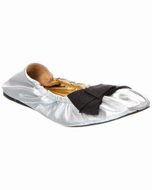 SCHUTZ | Womens | Suzanne Leather Ballet Flat | Silver/Black