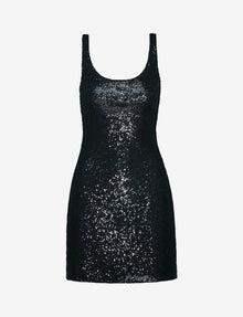 Sequin Scoop Neck Tank Dress::Black::Main