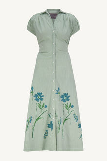 Floral Striped Cotton Tie Waist Dress | Mallard Multi