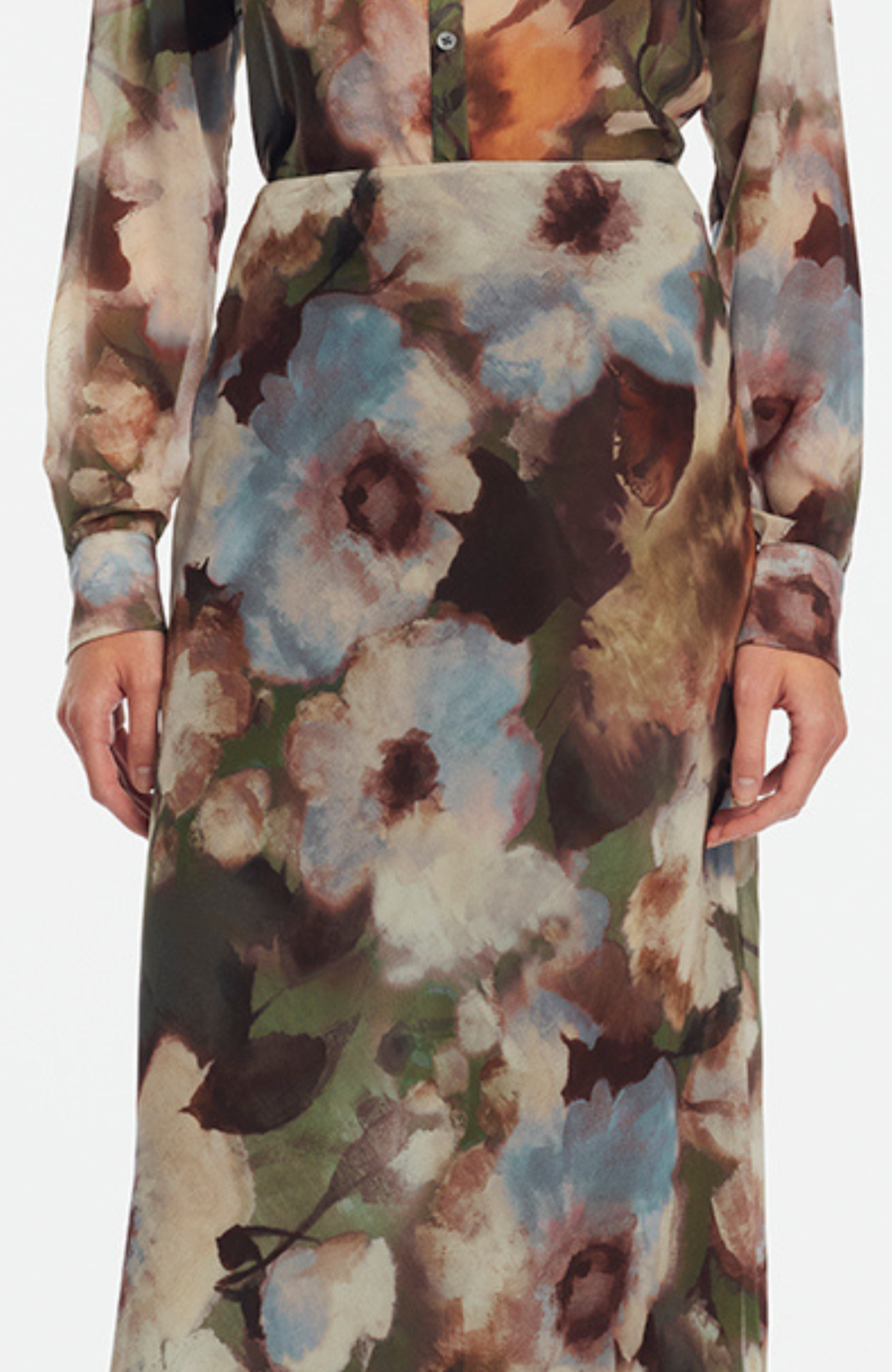 Floral Printed Chiffon Sophie Skirt | Cactus Multi