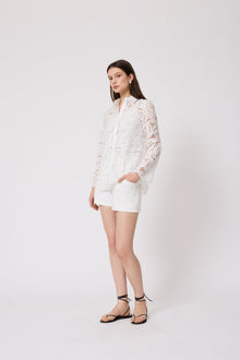 Embroidered Eyelet Shirt | Ivory