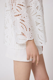 Embroidered Eyelet Shirt | Ivory