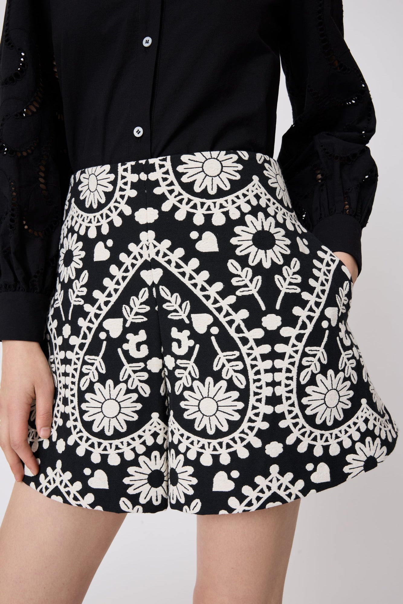 Floral Jacquard Short | Black Multi