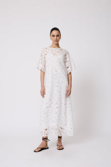 Embroidered Eyelet Caftan | Ivory