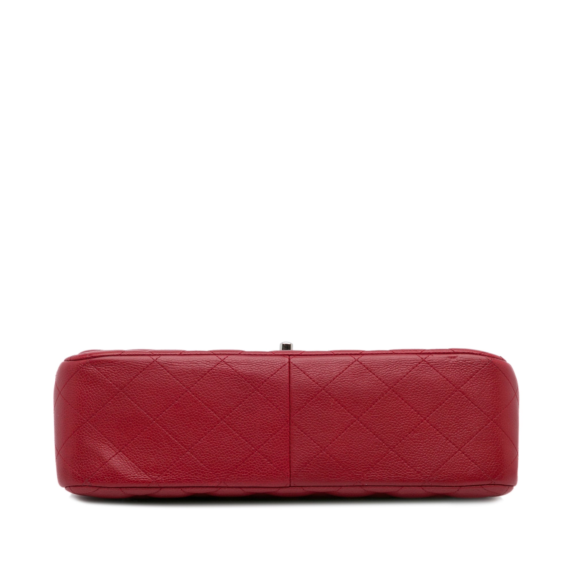 Chanel | Pre-Owned Jumbo Classic Caviar Double Flap - I | Red/Dark Red