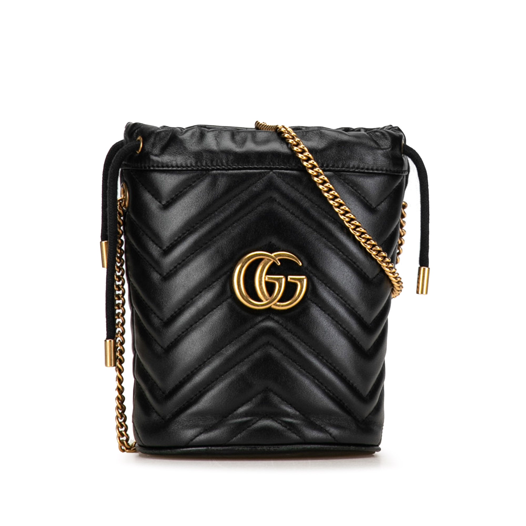 Gucci | Pre-Owned Mini GG Marmont Matelasse Bucket Bag | Black