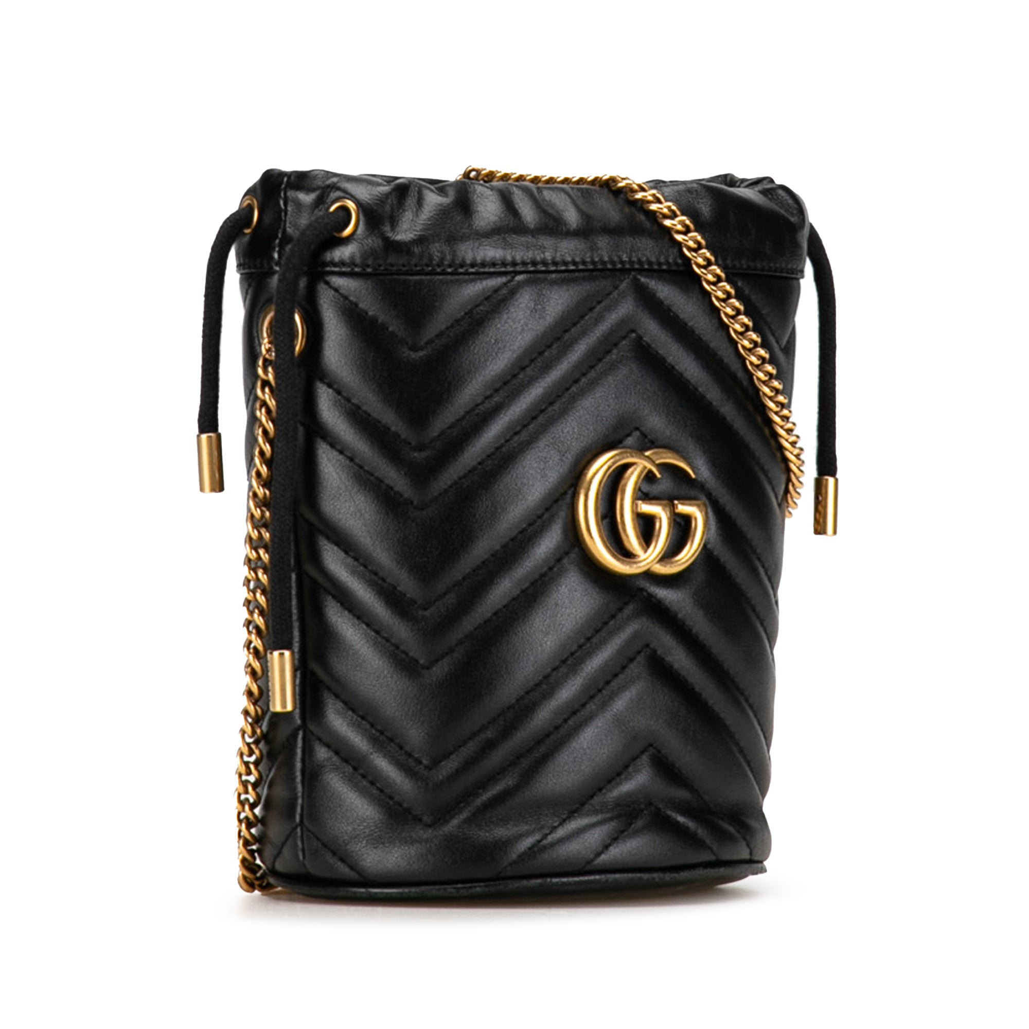 Gucci | Pre-Owned Mini GG Marmont Matelasse Bucket Bag | Black