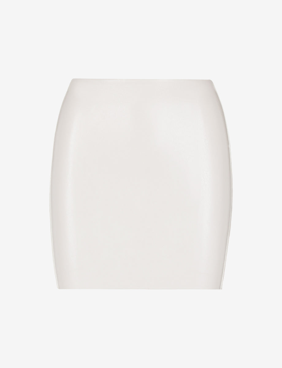 Faux Leather Micro-Mini Skirt::White::