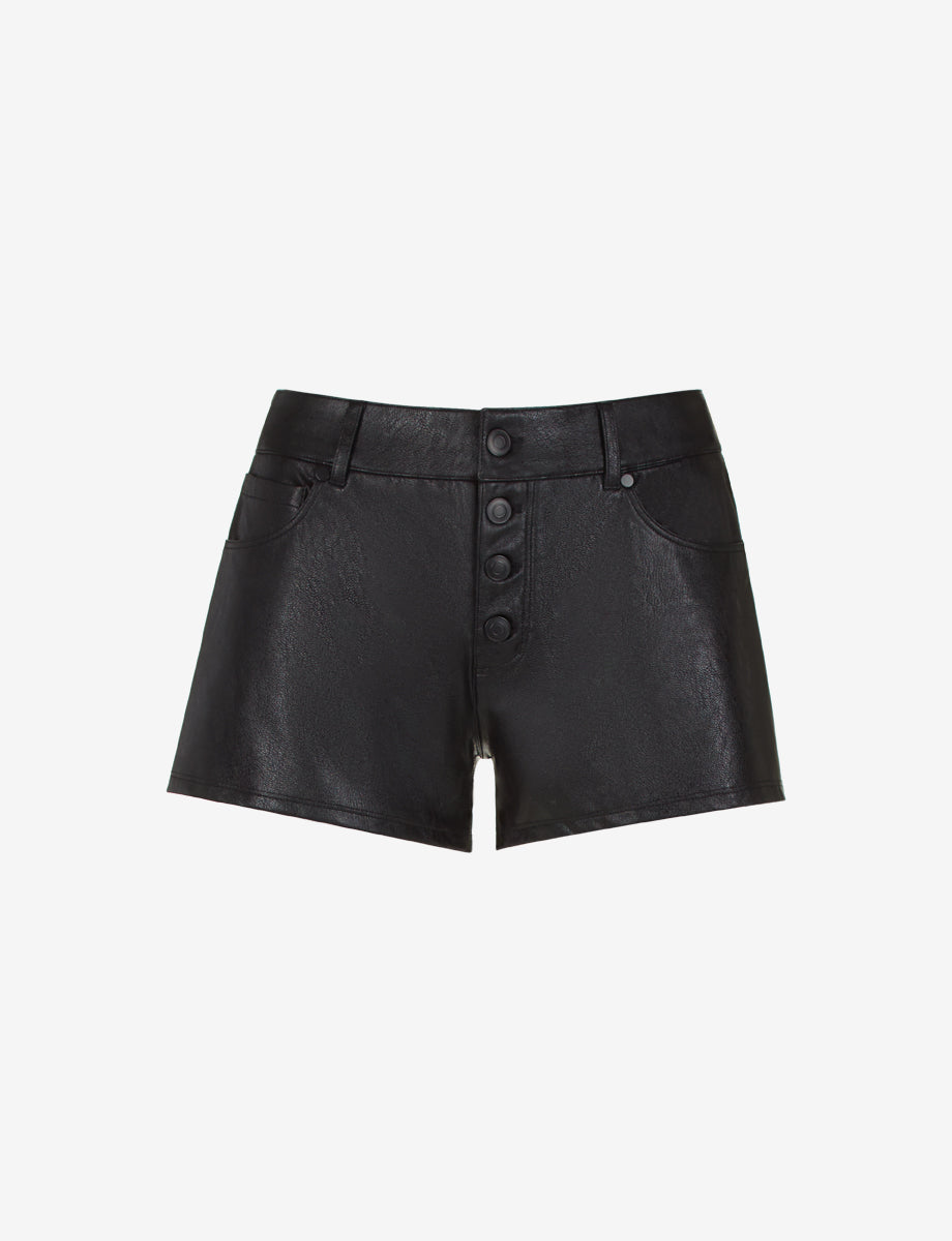 Faux Leather Five-Pocket Short::Black::Main