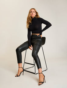 Faux Leather 7/8 Utility Trouser::Black::Hover