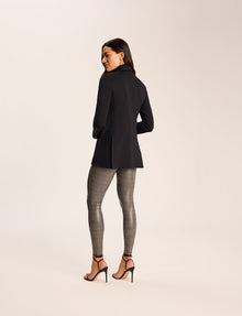 Faux Leather Print Legging::Glen Plaid::Back