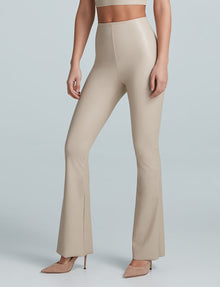 Faux Leather Flared Legging::Sand::Hover
