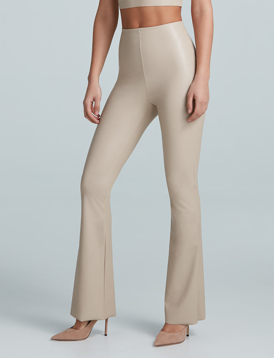 Faux Leather Flared Legging::Sand::Hover
