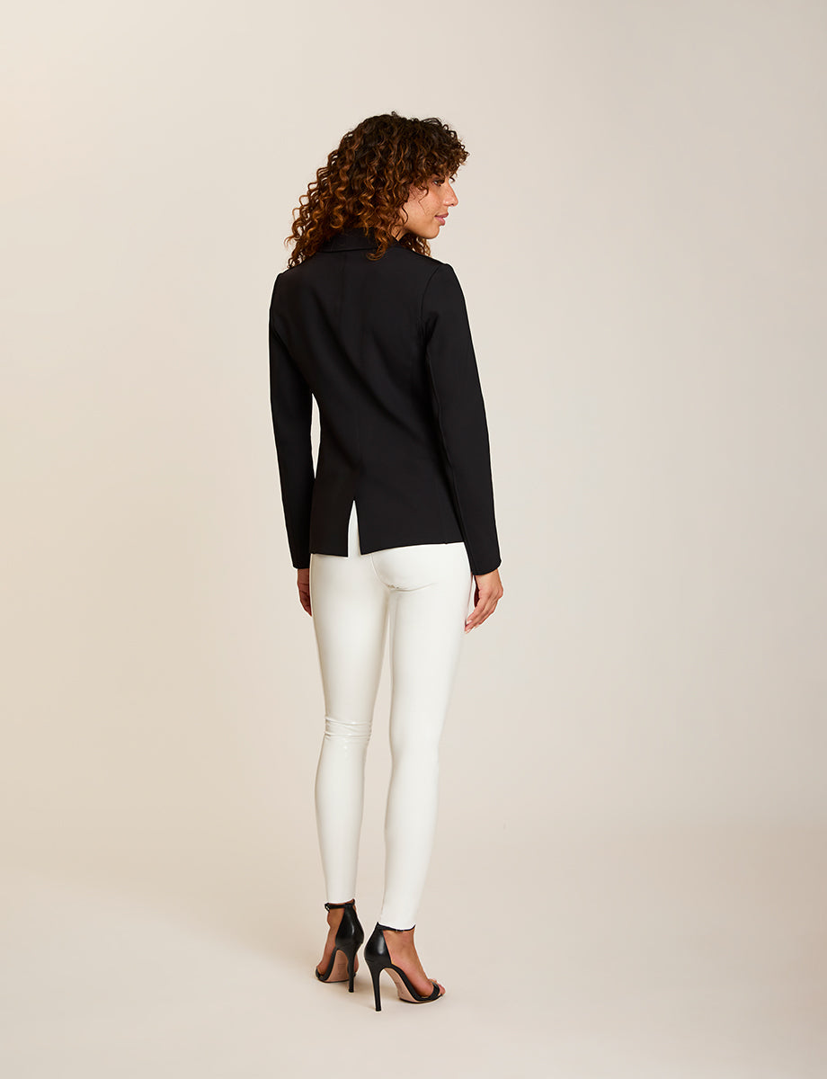 Faux Patent Leather Legging::White::Back