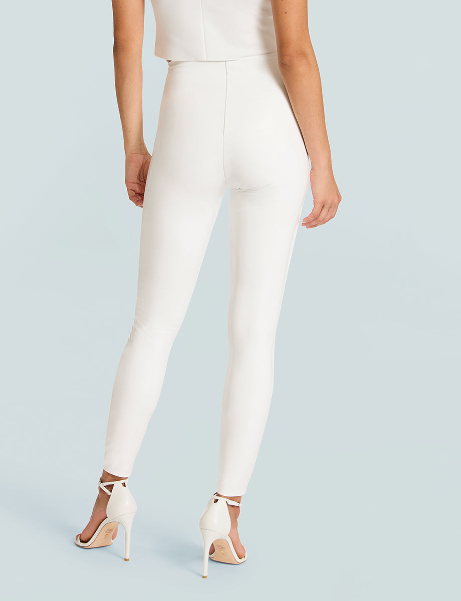 Faux Patent Leather Legging::White::Back