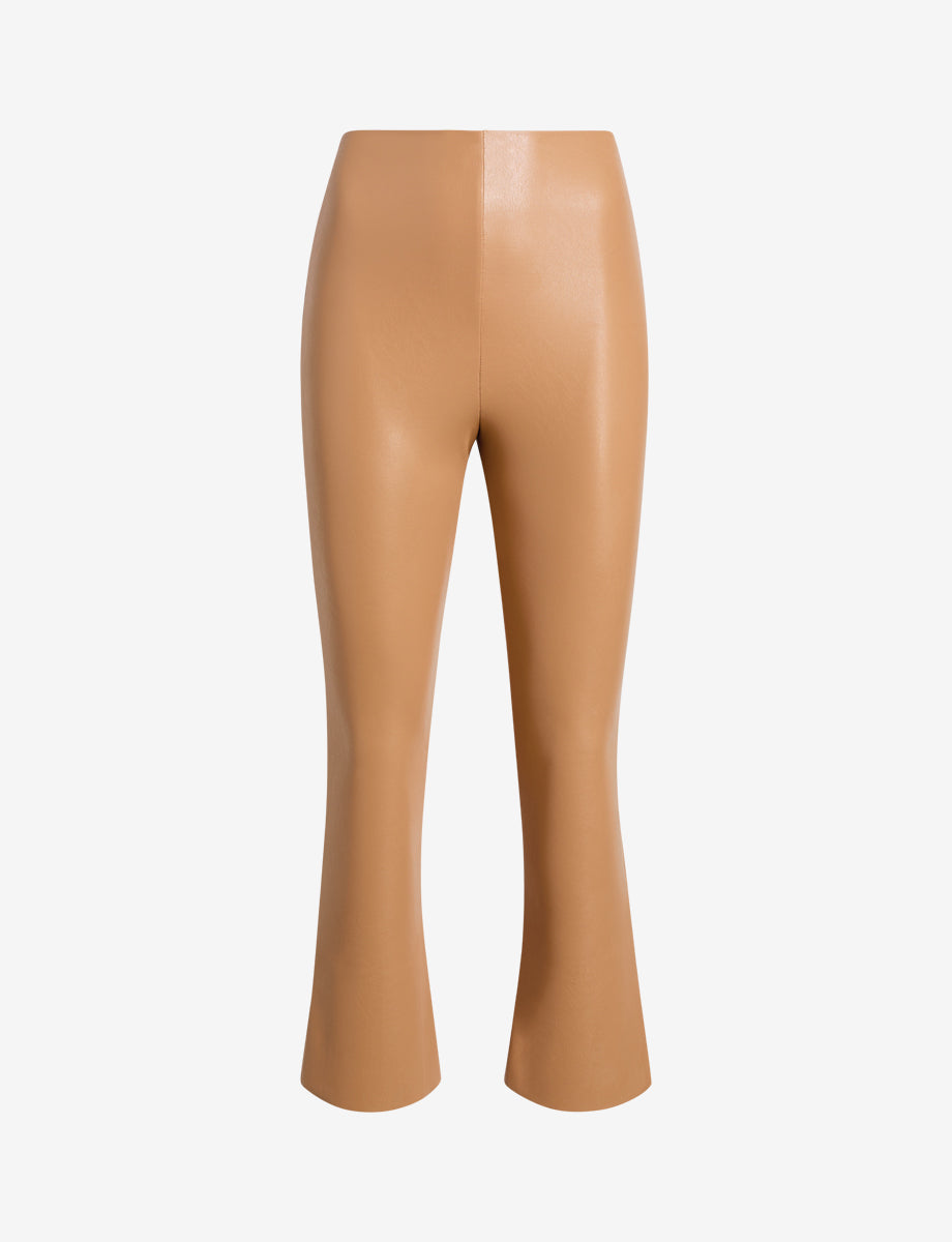 Faux Leather Crop Flare::Camel::Main