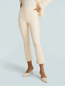 Faux Leather Crop Flare::Ivory::Hover
