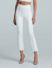 Faux Leather Crop Flare::White::Hover