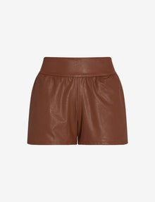 Sale: Faux Leather Relaxed Short::Cocoa::Main