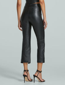 Faux Leather 7/8 Split Front Pant:::Black::Back