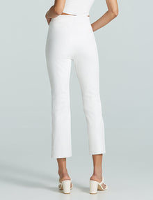 Faux Leather 7/8 Split Front Pant::White::Back