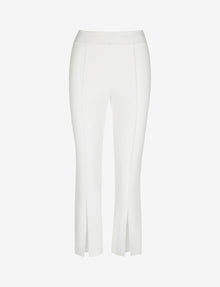 Faux Leather 7/8 Split Front Pant::White::Main