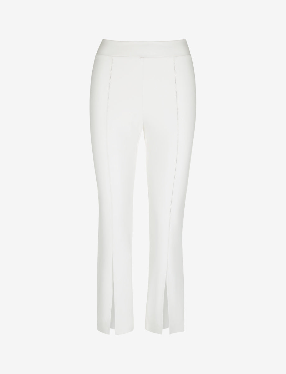 Faux Leather 7/8 Split Front Pant::White::Main