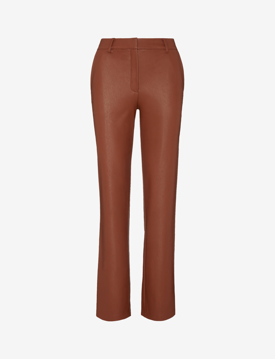 Faux Leather Trouser::Cocoa::Main