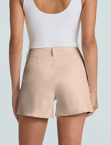 Faux Leather Tailored Short::Sand::Back