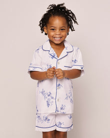Kid's Twill Pajama Short Set in Indigo Floral in Indigo Floral#Color_Indigo Floral