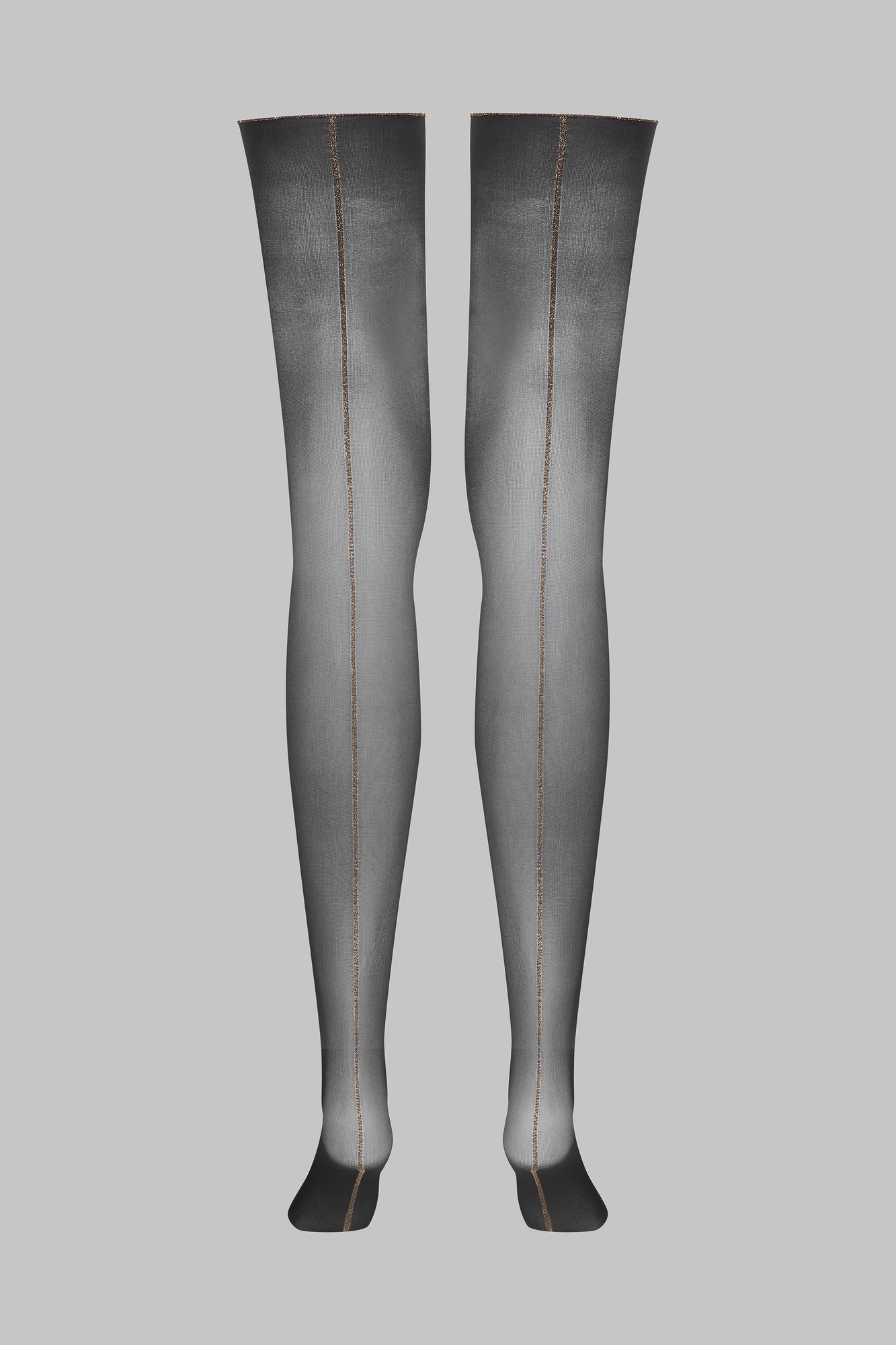Cut And Curled Lurex Back Seamed Stockings 20D | Black/Gold