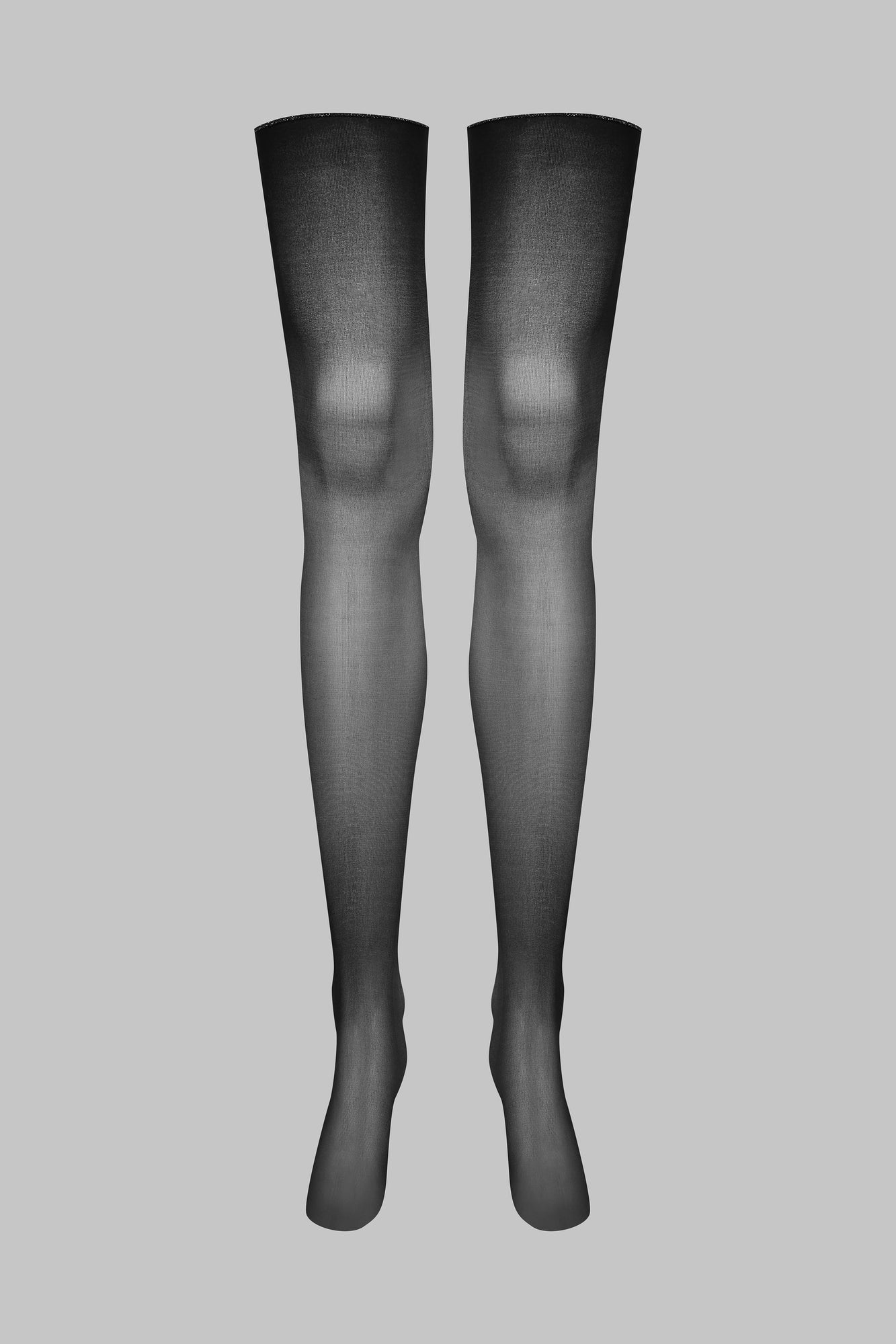Cut and curled lurex back seamed stockings 20D - Black/Silver | Black