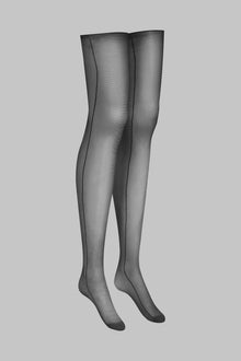 Cut and curled stockings double side seams - 20D | Black