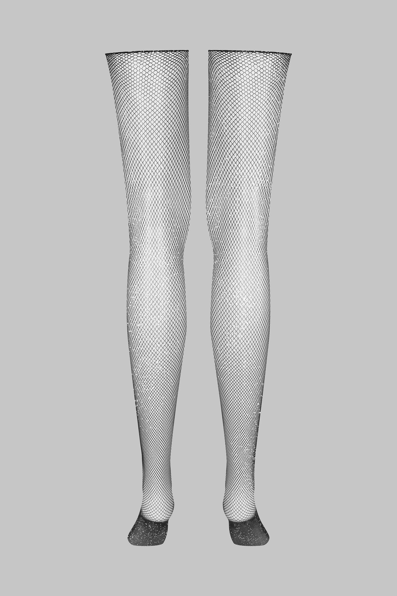 Lurex fishnet cut and curled stockings | Black