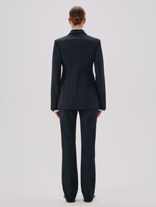 Another Tomorrow Double Breasted Structured Jacket in Black – Wool Women's Jacket