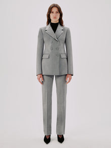 Another Tomorrow Double Breasted Structured Jacket in Black/White – Wool Women's Jacket