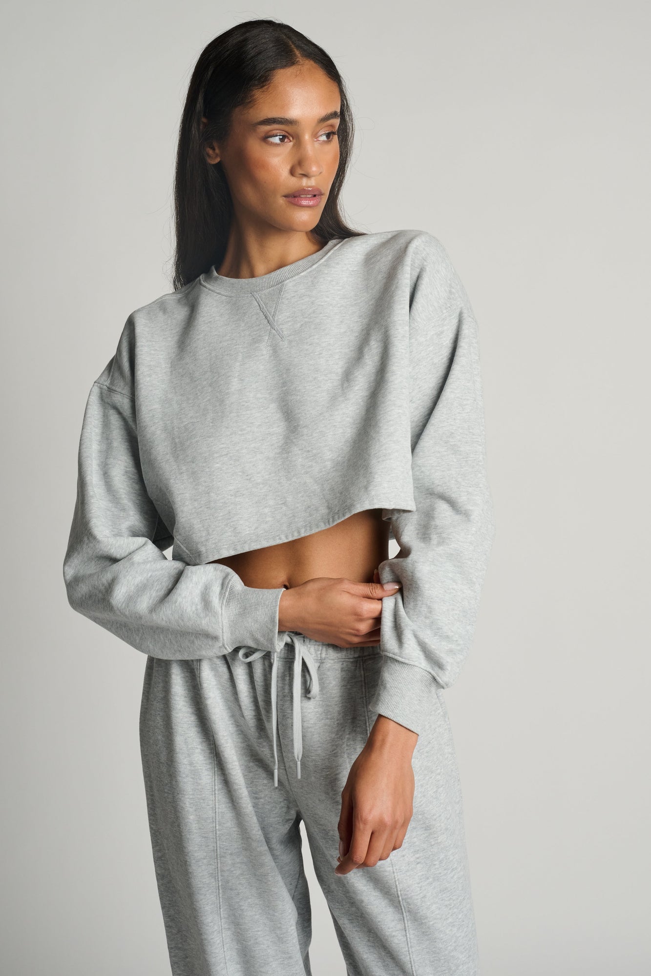 Beyond Yoga | Luxfleece Boxy Pullover | Light Heather Grey