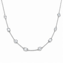 Womens | Station Necklace | 14K White Gold | 3 CTW Round Cut Natural Diamond | G-SI1