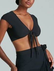 Classic Wrap Cover Up Crop Top::Black::Hover