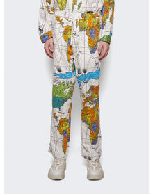 Saint Mxxxxxx x Dr Woo | Men | Pajama World Map Pants | White