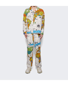 Saint Mxxxxxx x Dr Woo | Men | Pajama World Map Pants | White