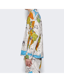 Saint Mxxxxxx x Dr Woo | Men | Pajama World Map Shirt | White