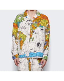 Saint Mxxxxxx x Dr Woo | Men | Pajama World Map Shirt | White