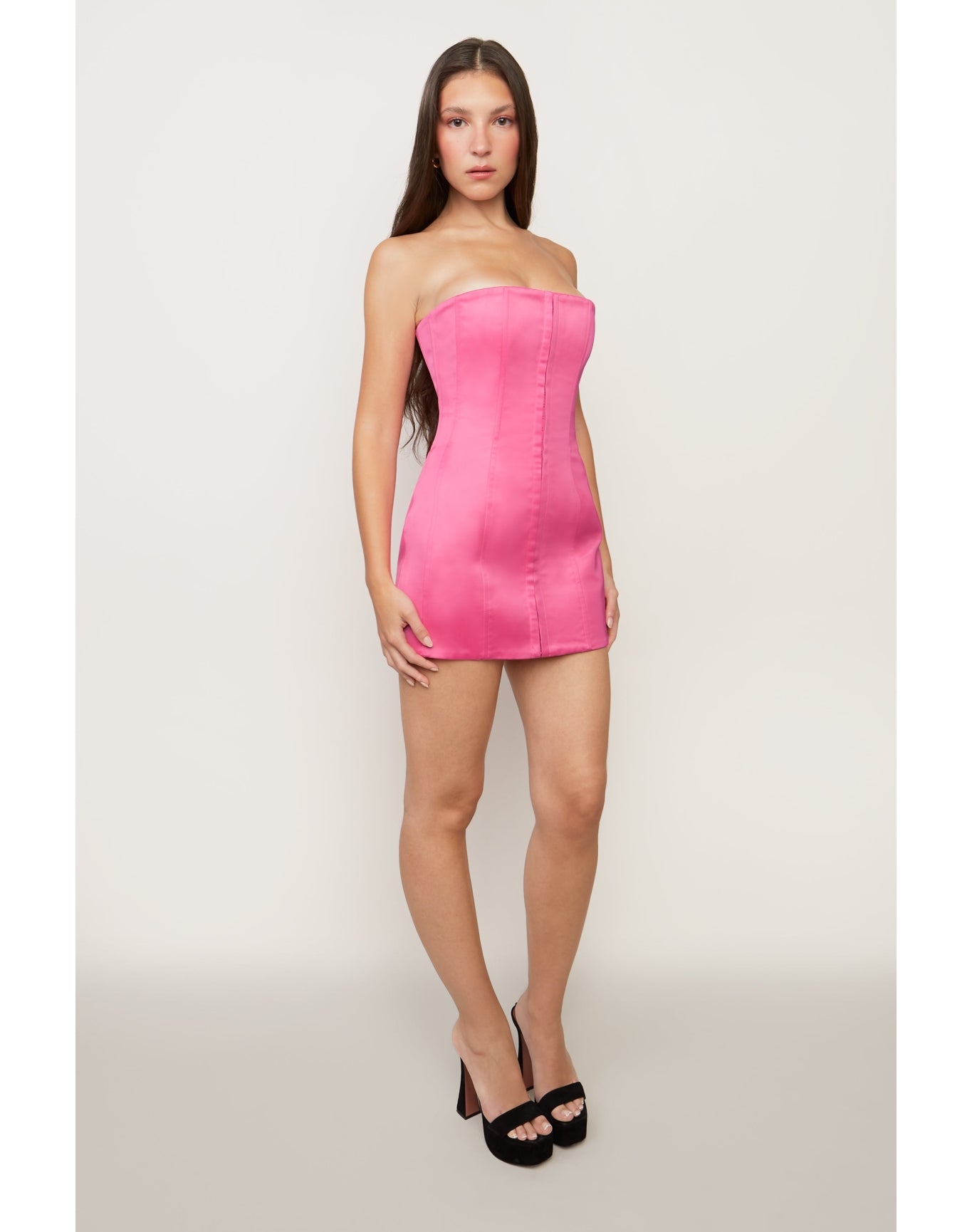 Satin Corset Dress | True Pink